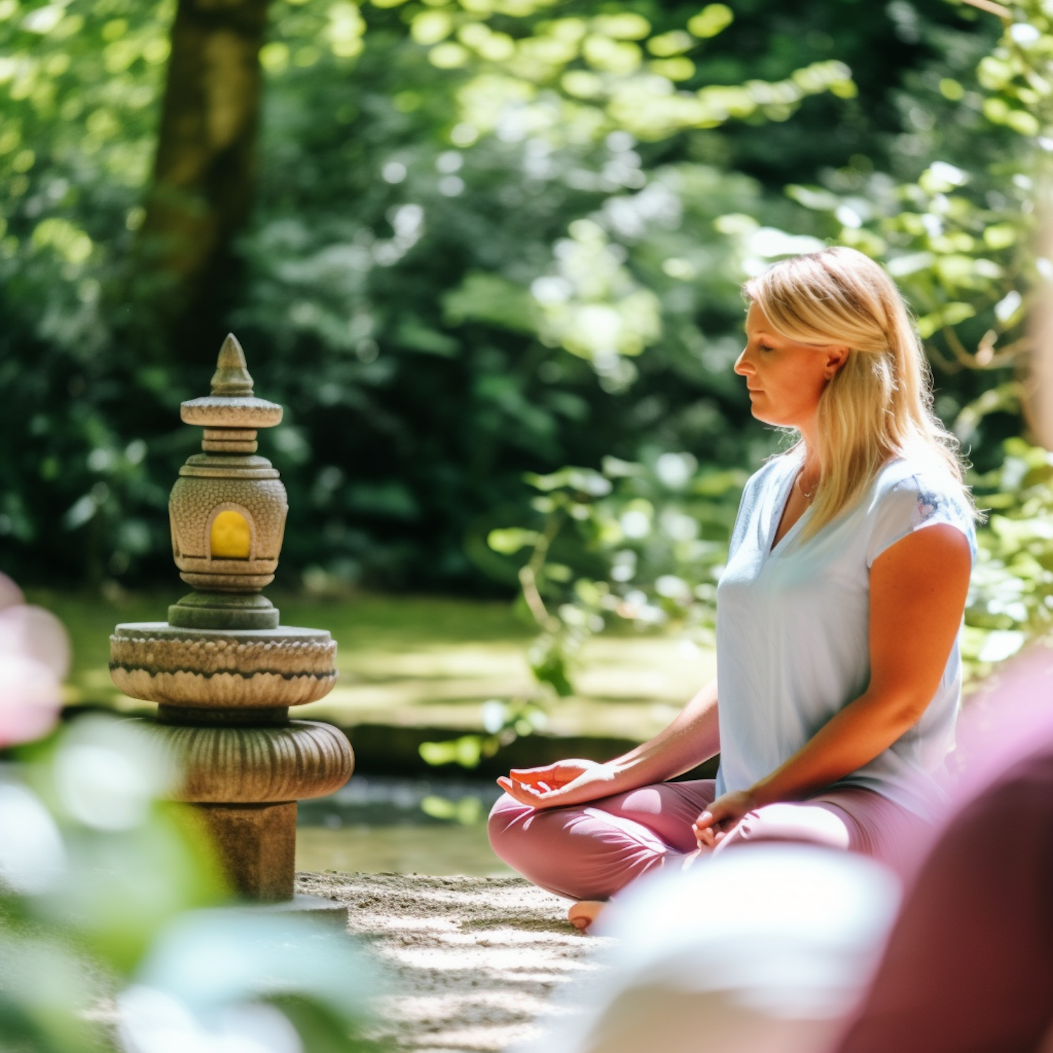 An individual meditating in a natural setting, representing the resilience built through regular mindfulness practices.