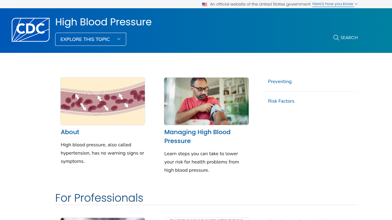 Find comprehensive information on high blood pressure, its causes, and prevention from the CDC.