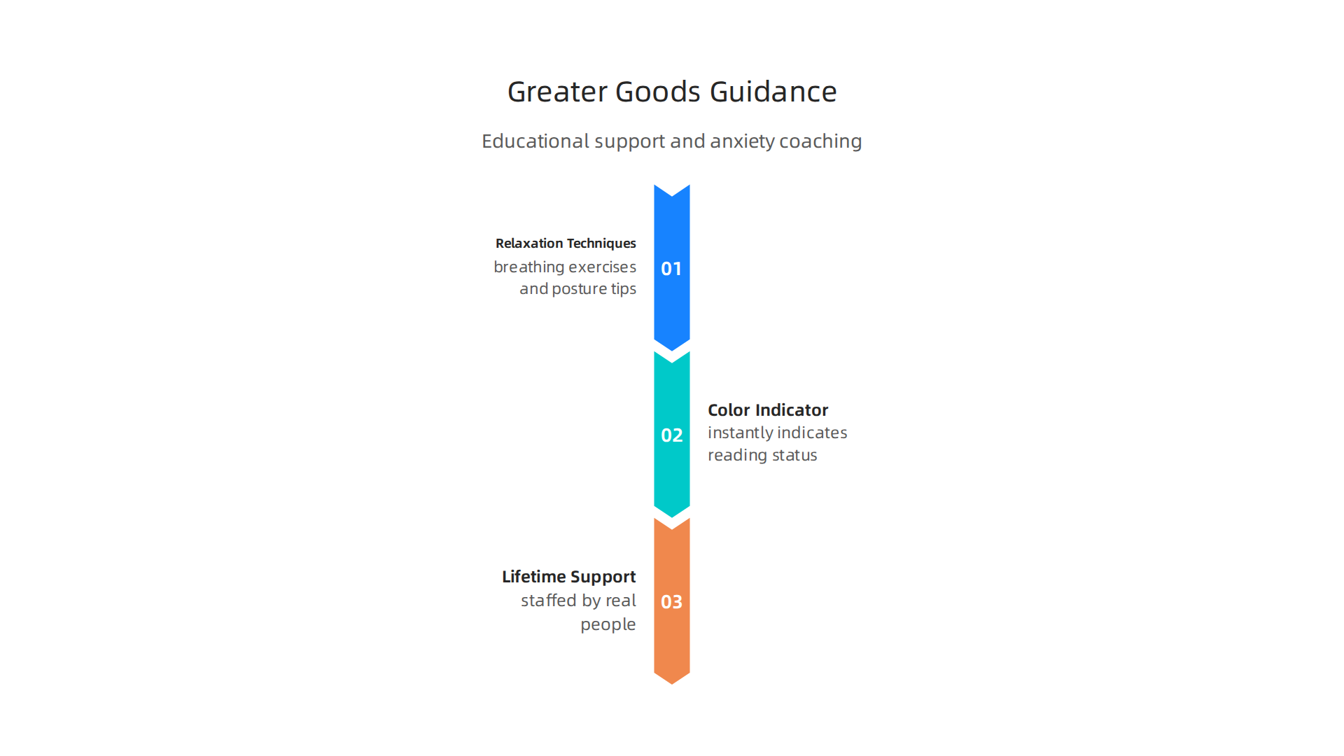 Features of the Greater Goods Professional monitor that provide educational support and reduce measurement-related anxiety.