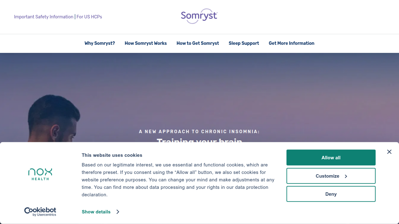 Somryst is the first FDA-cleared prescription digital therapeutic for adults with chronic insomnia.