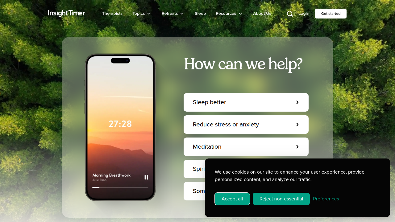 Insight Timer provides a vast library of free guided meditations and sleep tracks.