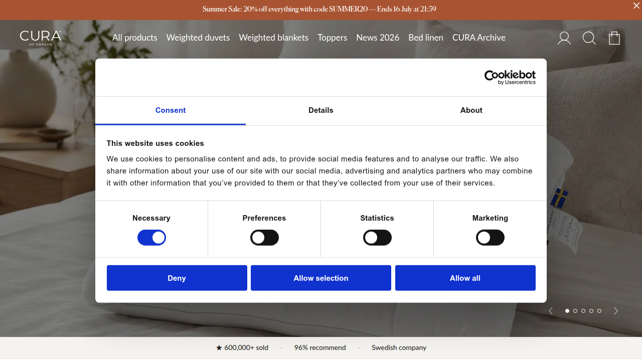 Cura of Sweden provides insights and products related to sleep and well-being.