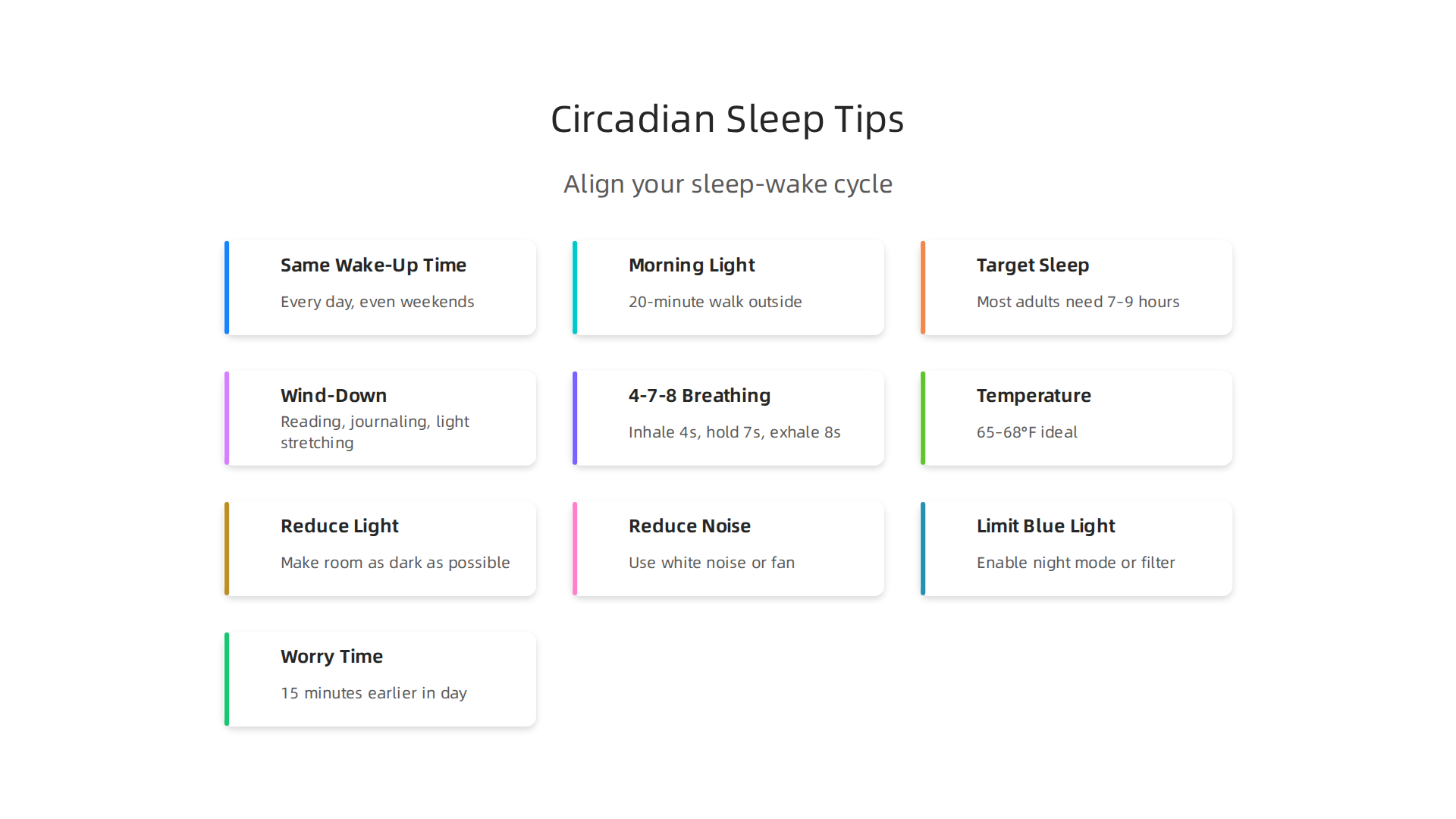 Key strategies to align your body's internal clock for better sleep.