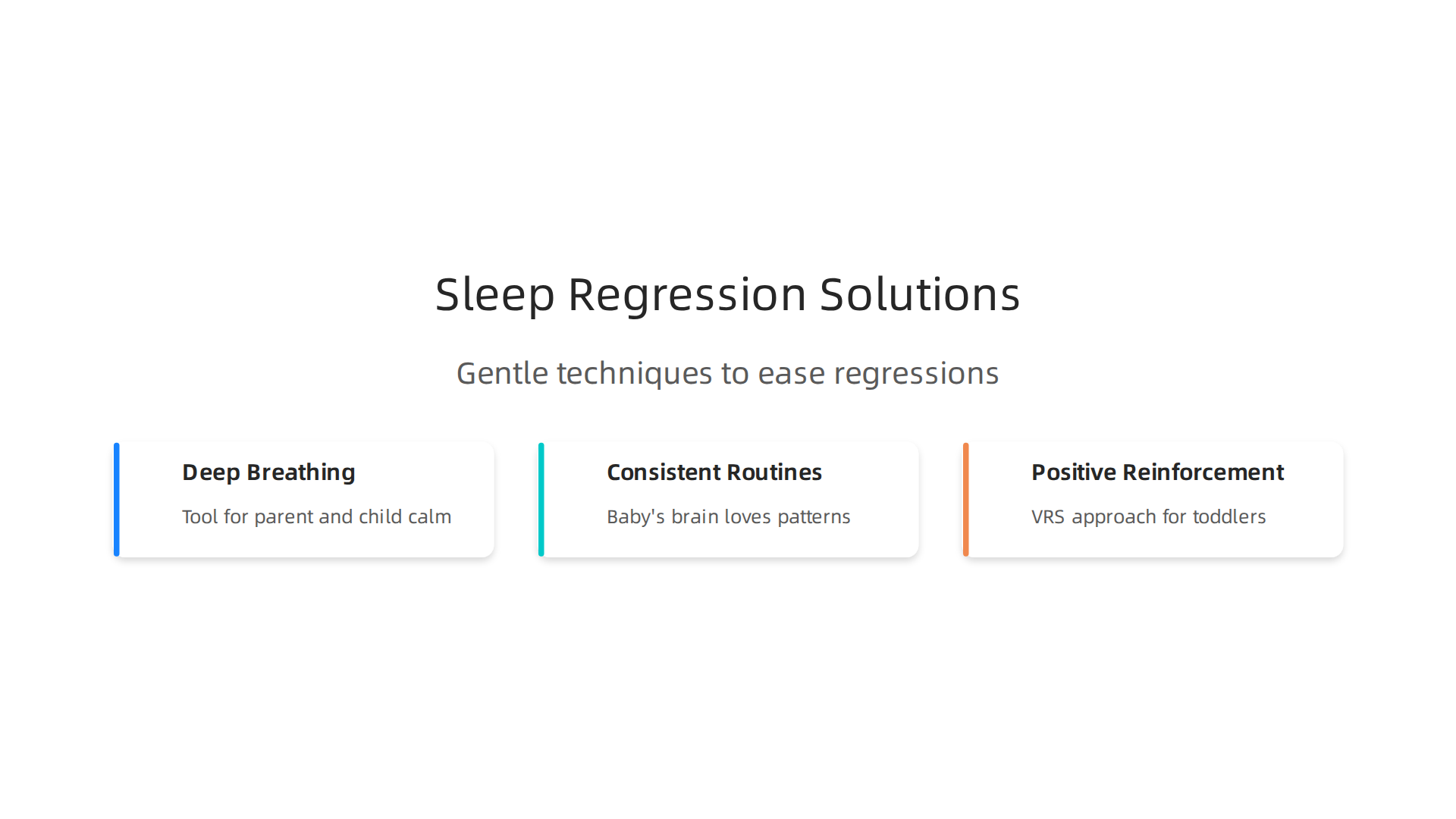 An overview of effective, gentle techniques to manage sleep regressions, including deep breathing, consistent routines, and positive reinforcement.