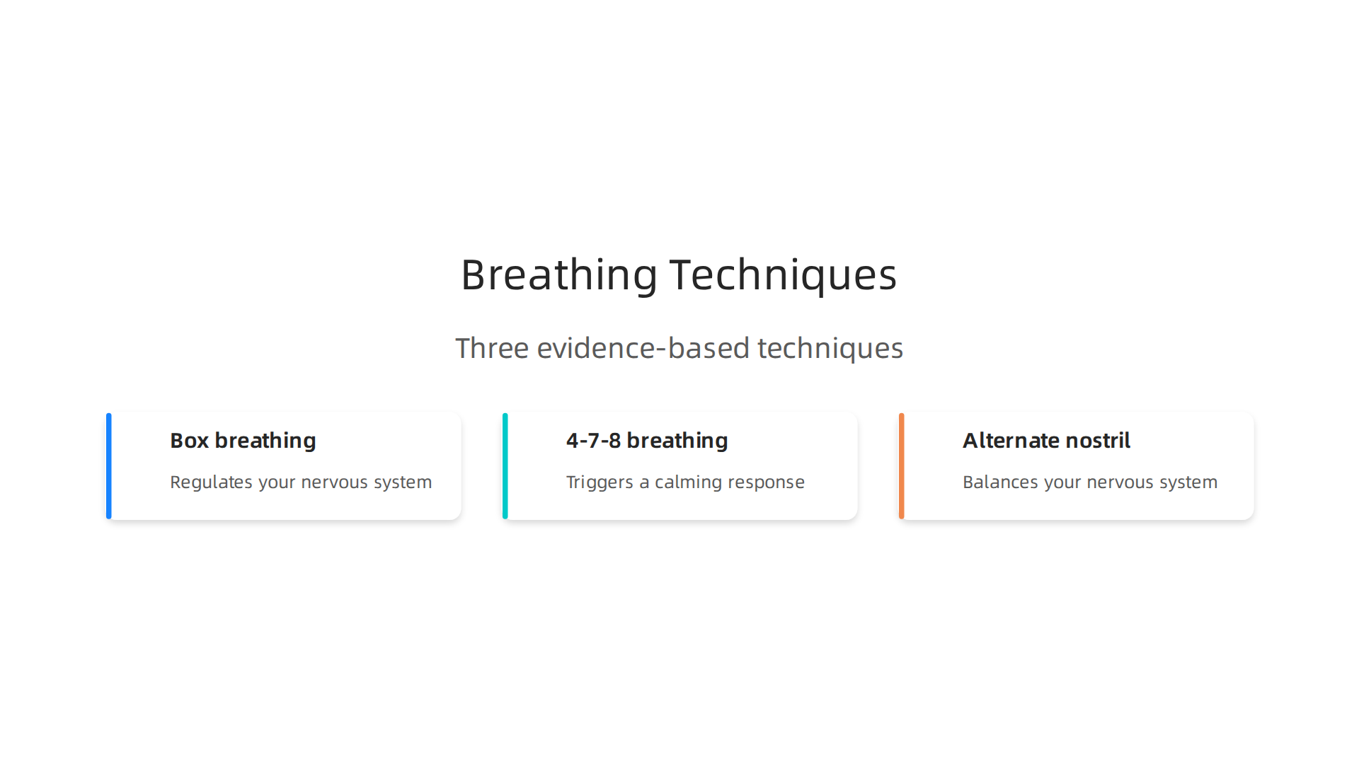Three evidence-based breathing techniques that help calm the nervous system and promote restful sleep.
