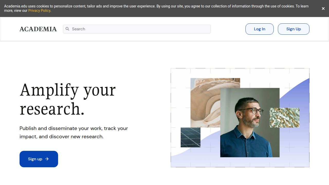 The homepage of Academia.edu, a platform for sharing academic research, including papers on gamification and neuroscience.