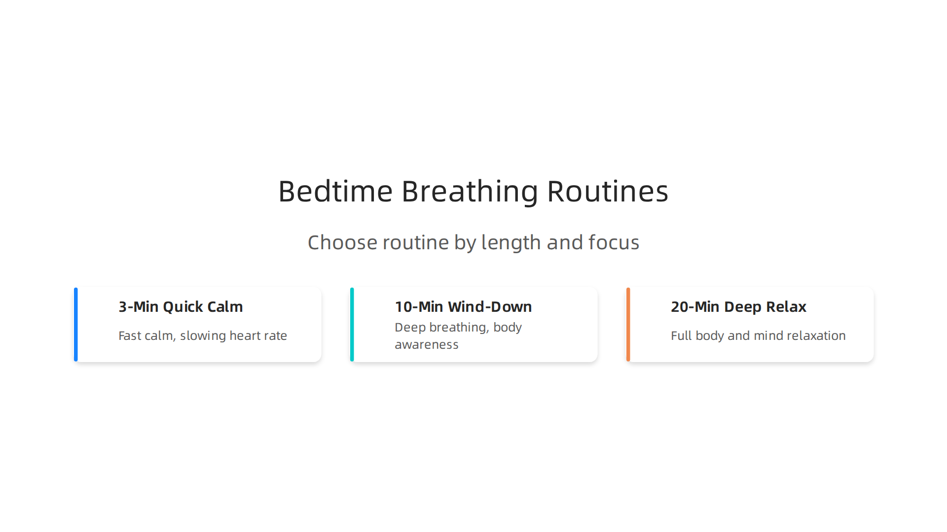 A comparison of three sample bedtime routines based on length, focus, and suitability for different needs.
