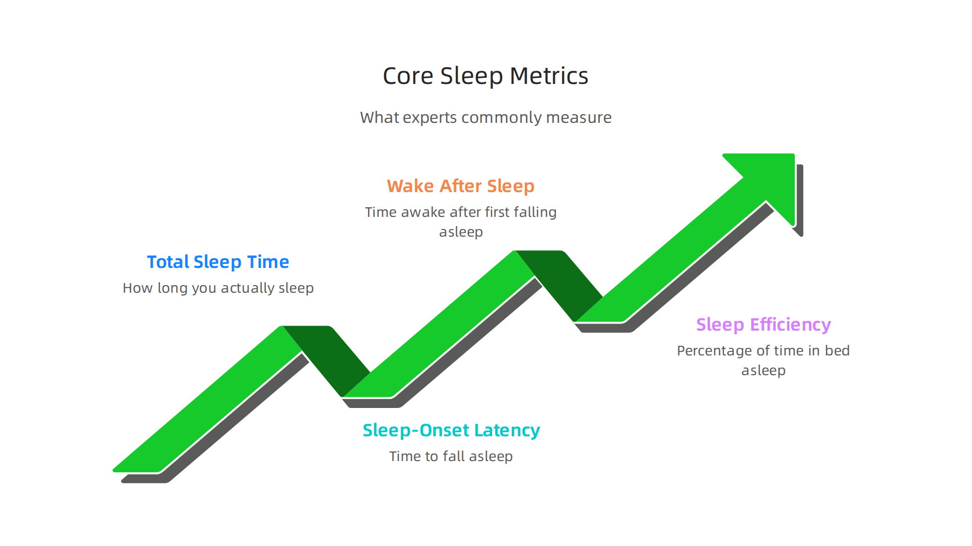 Key metrics used by experts to measure and understand sleep quality.