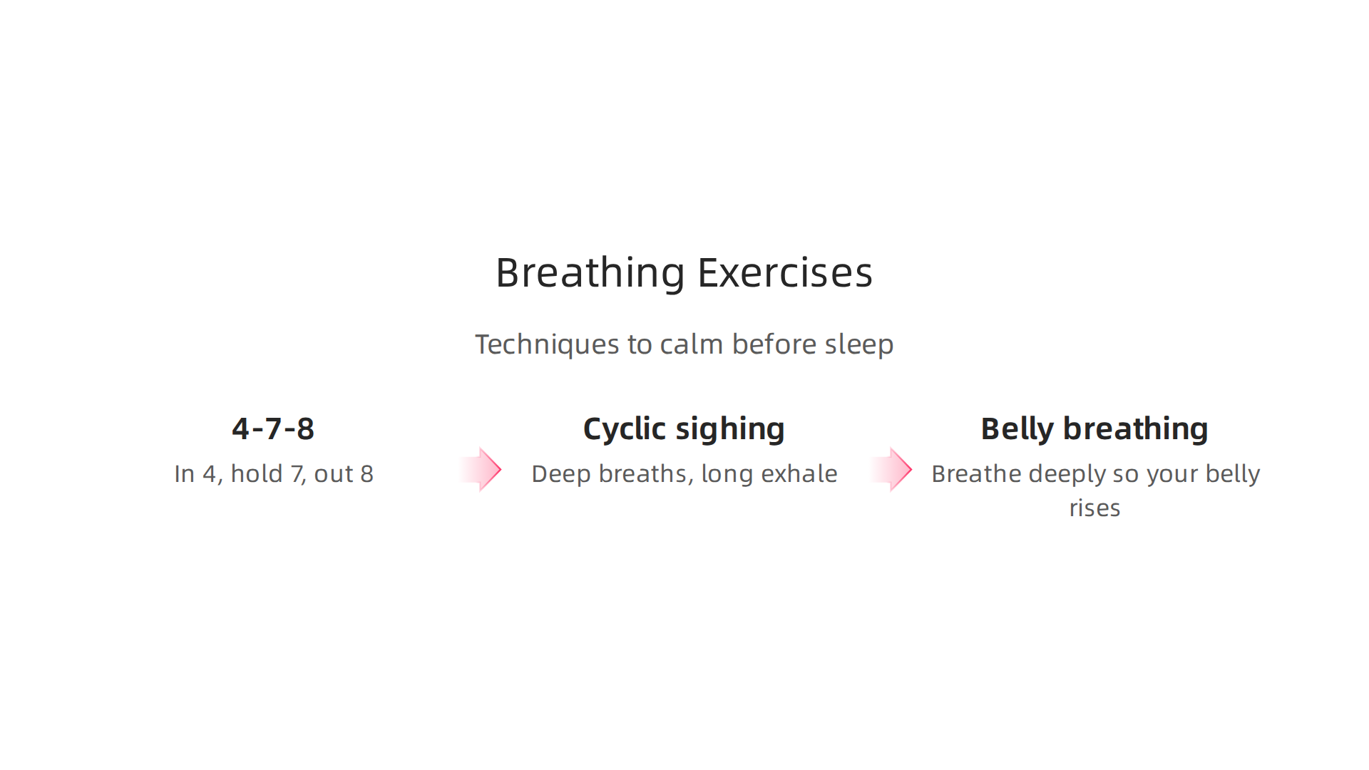 Practical breathing techniques to calm your mind and body before sleep.