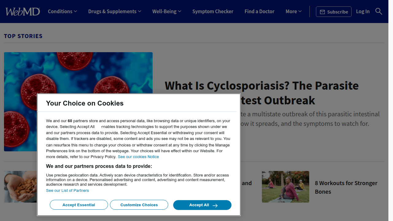 A screenshot from WebMD, a trusted source for health information, related to white noise and tinnitus.